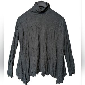 SNO SKINS Charcoal Textured Knit Turtleneck Top Size Small